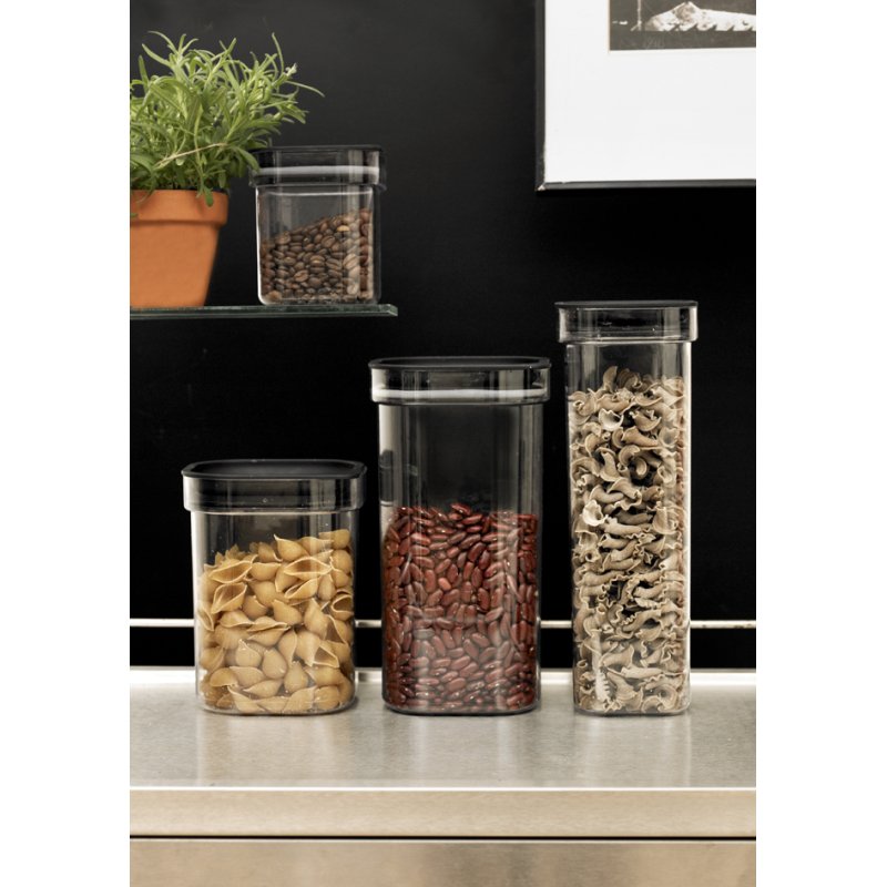 plast team bac d'alimentation sec Hamburg, carré, 1,7 litre, transparent/noir